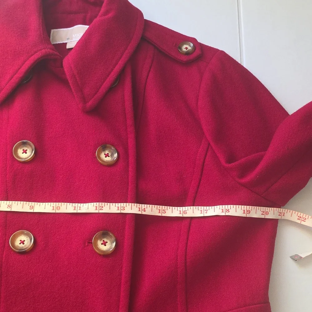 Michael Kors Vibrant‎ Red Pea Coat Medoum